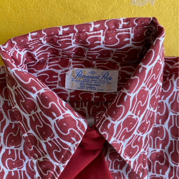 Vintage Kids/Boys Sz.10 Button Up w/ tie poly/cotton - Picture 5 of 6